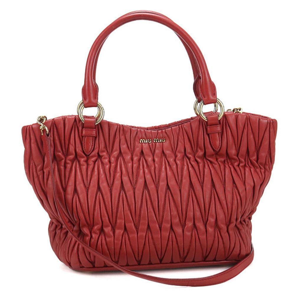 Miu Miu MIUMIU (OUTLET) Miu Outlet 2-Way Handbag, Matelassé, Women's, Red